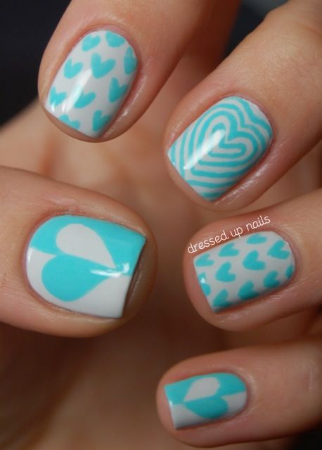 Blue Heart Nails