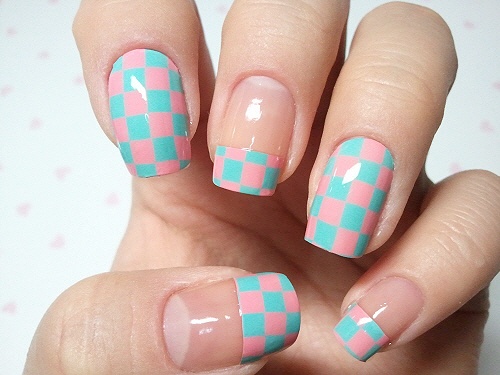 Blue and Pink Nails