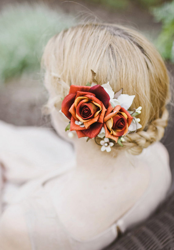 Braided Bun Floral Bride Hairstyle via