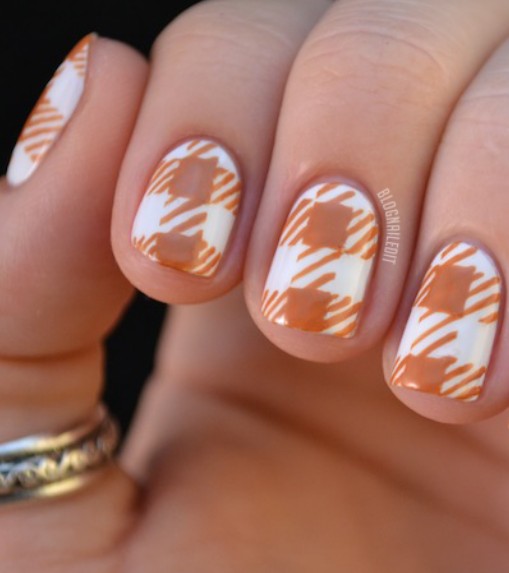 Brown and White Nails