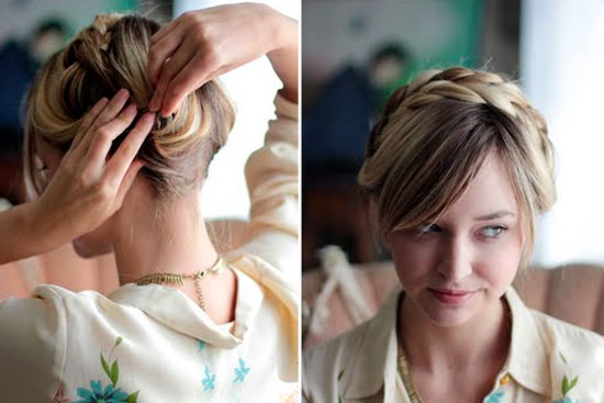 Crown Braid with Swept Bangs