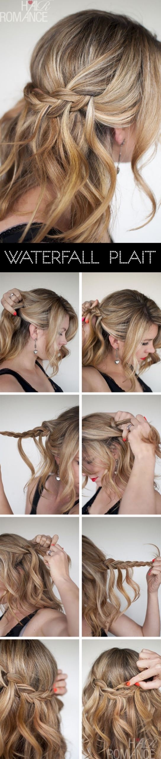 DIY Waterfall Plait Hairstyle via