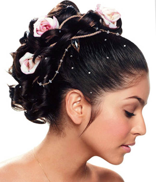 Floral Bun Bride Hairstyle via