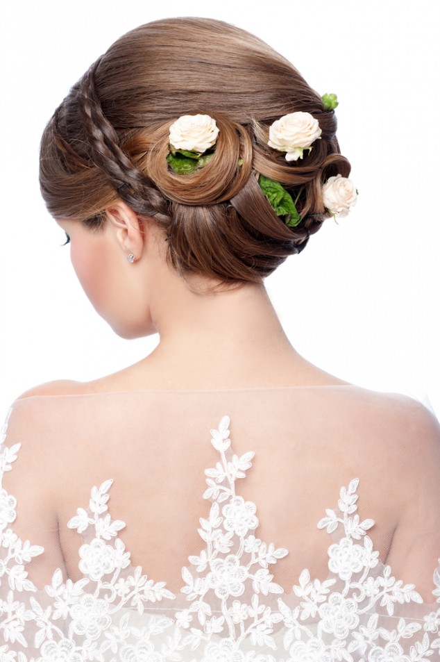 Floral Bun Bride Hairstyle via