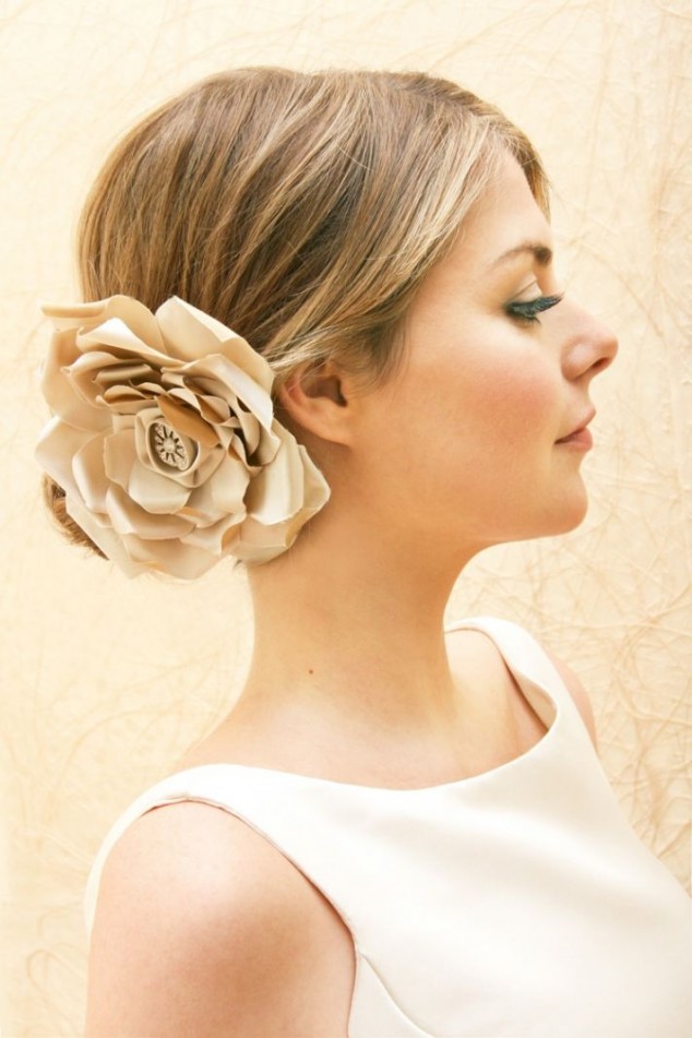 Floral Bun Bride Hairstyle via