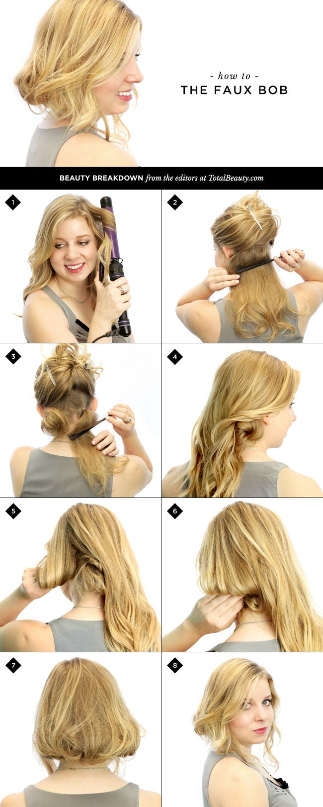 How to Make Long Hair Short: Faux Bob Hair Tutorials - Pretty Designs