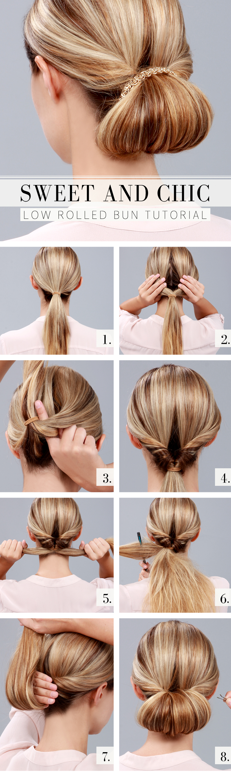 Low Rolled Bun Hairstyle Tutorial