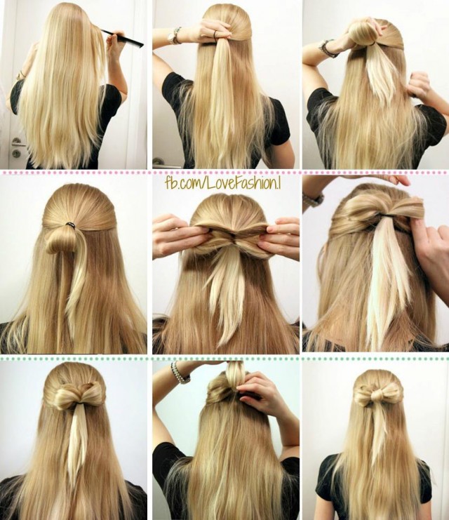 Half Up Half Down Bow Hairstyle via