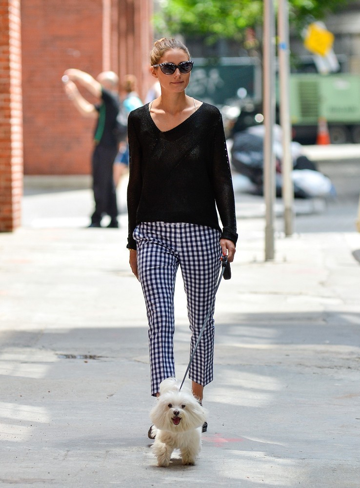 Olivia Palermo Cropped Gingham Pants/Bauer Griffin