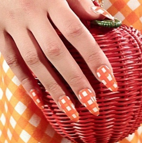 Orange and White Nails