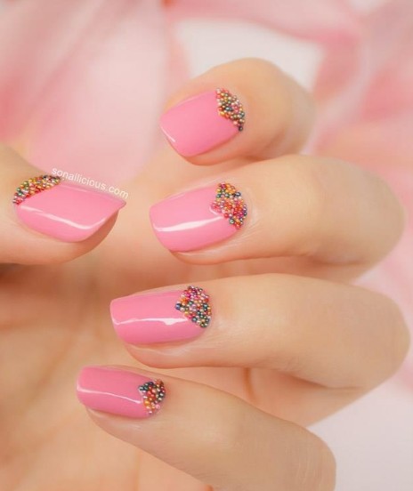Pink Nails with Beads