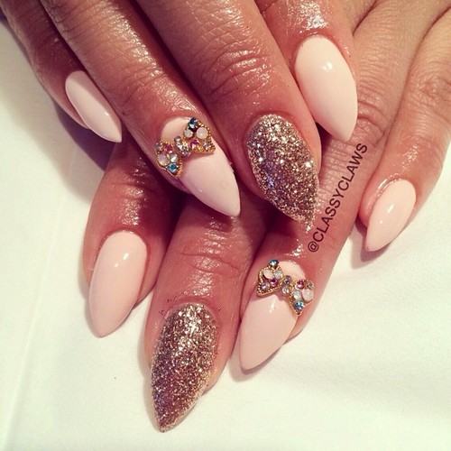 Pink Nails with Glitter