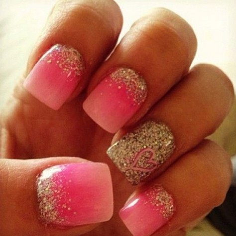 Pink Nails with Glitter