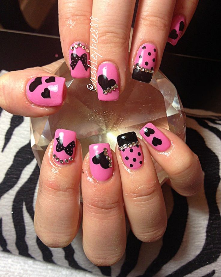 Pink and Black Nails