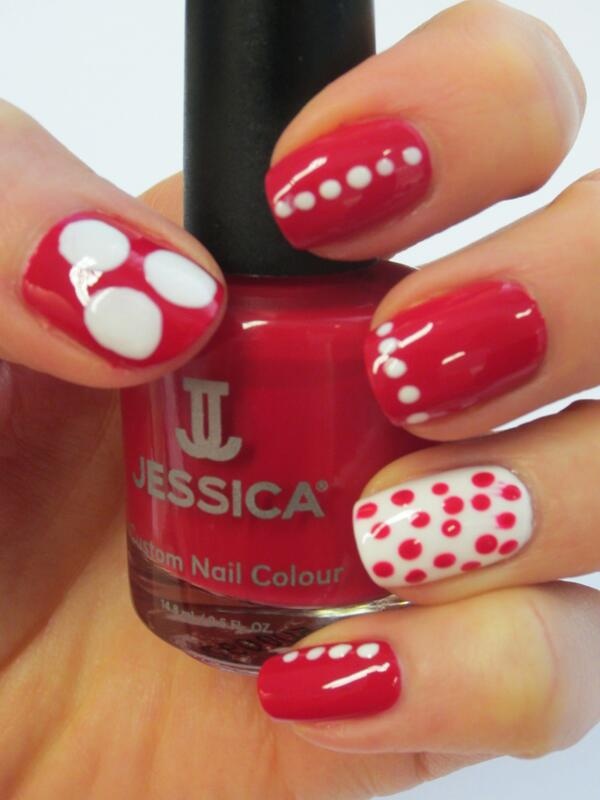 Red and White Nails