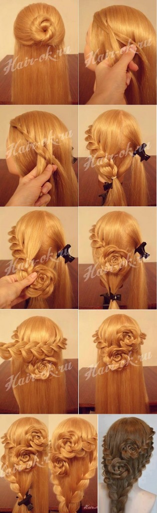 Rose Bud Flower Braid Hairstyle