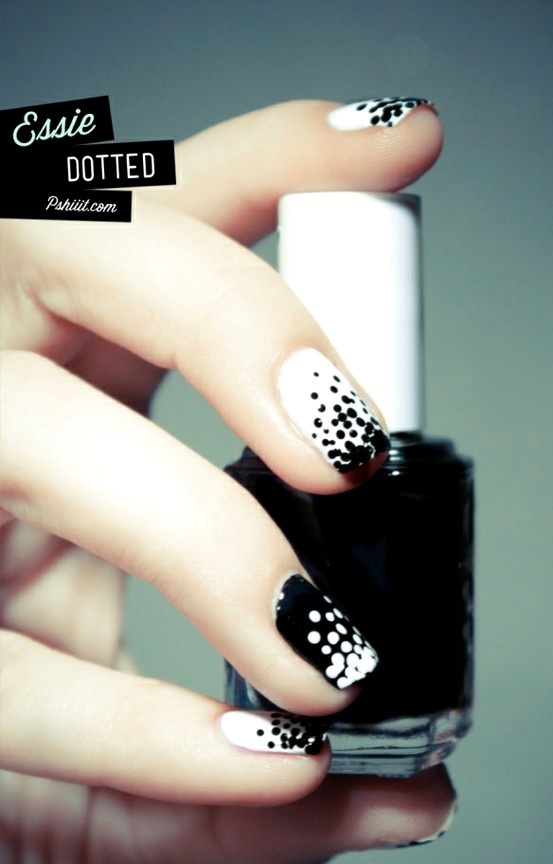 White Nails with Black Dots