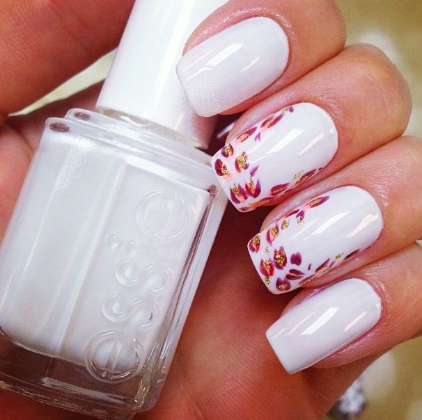 White Nails with Prints