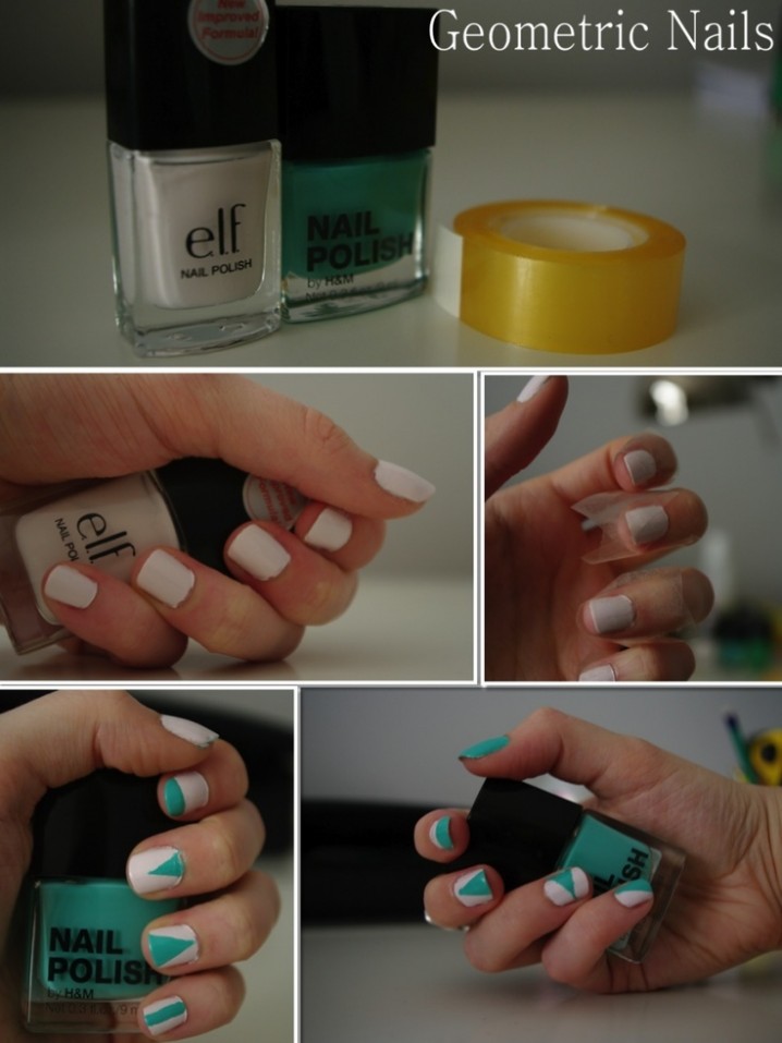 White and Green Nails