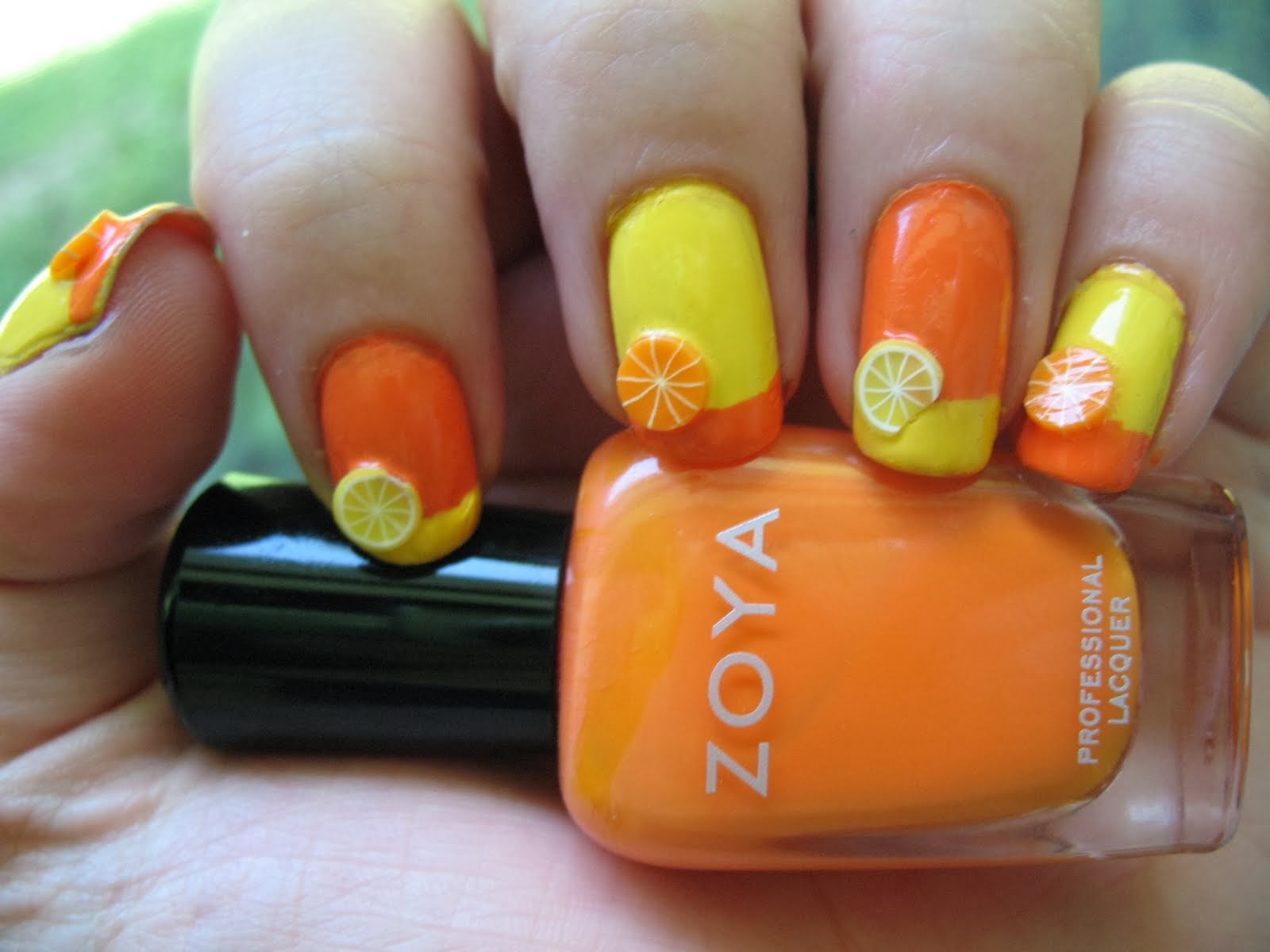 simple orange nail art