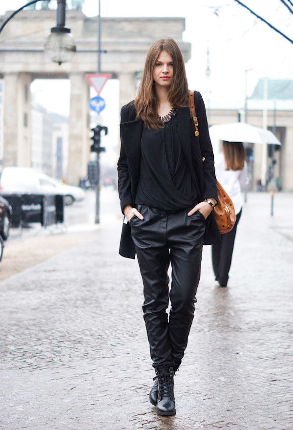 All Black Outfit Idea with Loose Pants