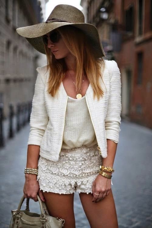 All White Outfit Idea with Golden Accessories