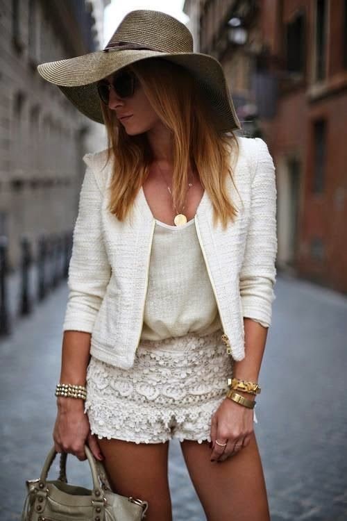 All White Outfit Idea with Golden Accessories