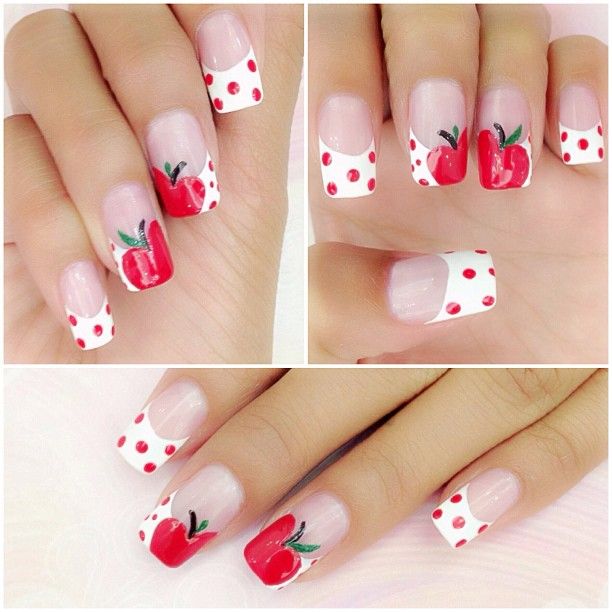 Apple Print for Summer Fruit Nail Designs