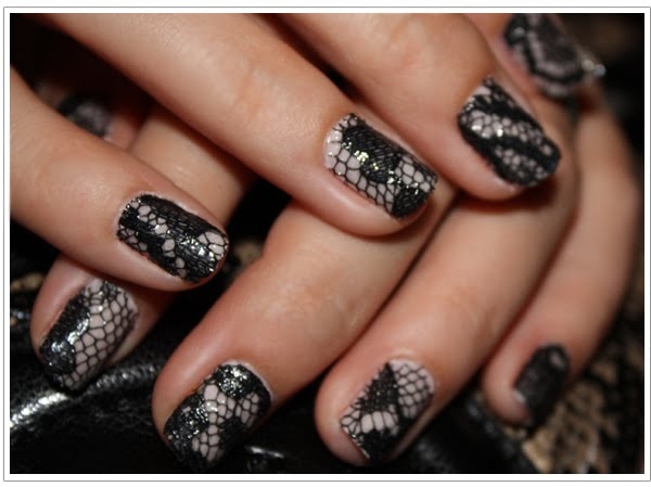 Black Lace Nail Art Idea