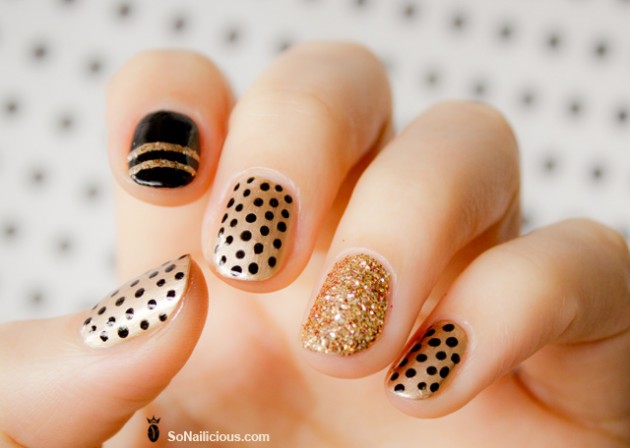 Black and Gold Nail Design