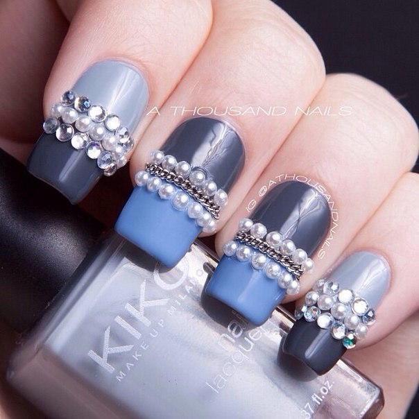 Two-Toned Embellished Gem Nails