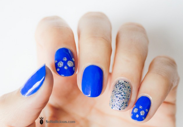 Blue and Silver Nail Design