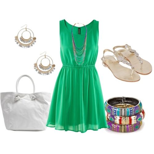 Chic Green Dress Outfit Idea for Summer