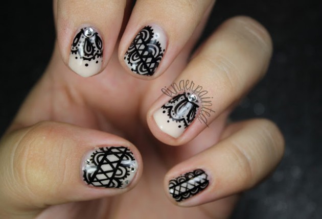 Classic Lace Nail Art Idea