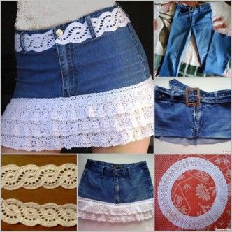 Crochet Fringe Jean Skirt