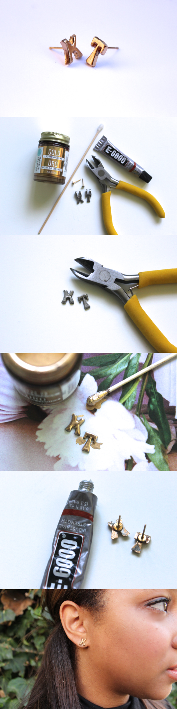 DIY Letter Stud Earrings