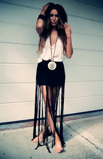 DIY Long Fringe Skirt