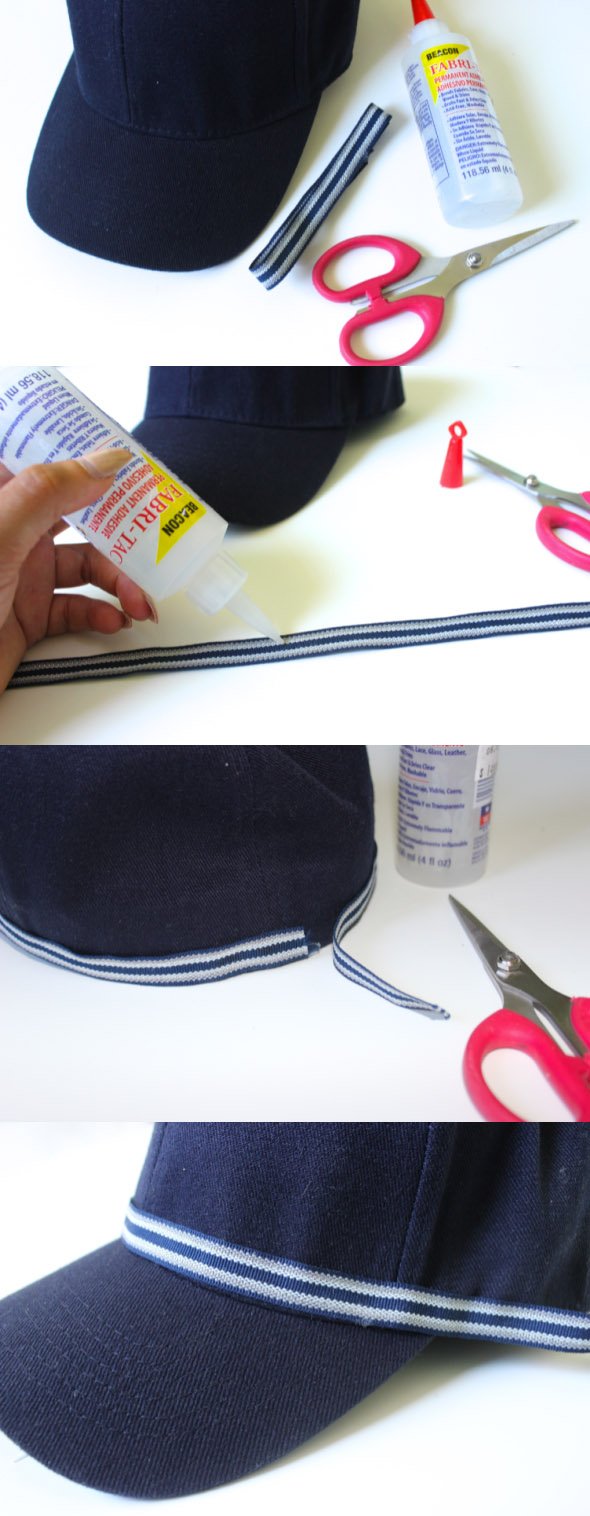 DIY - Metallic Trim Embellished Baseball Cap