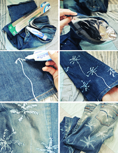 DIY Palm Tree Printed Jeans