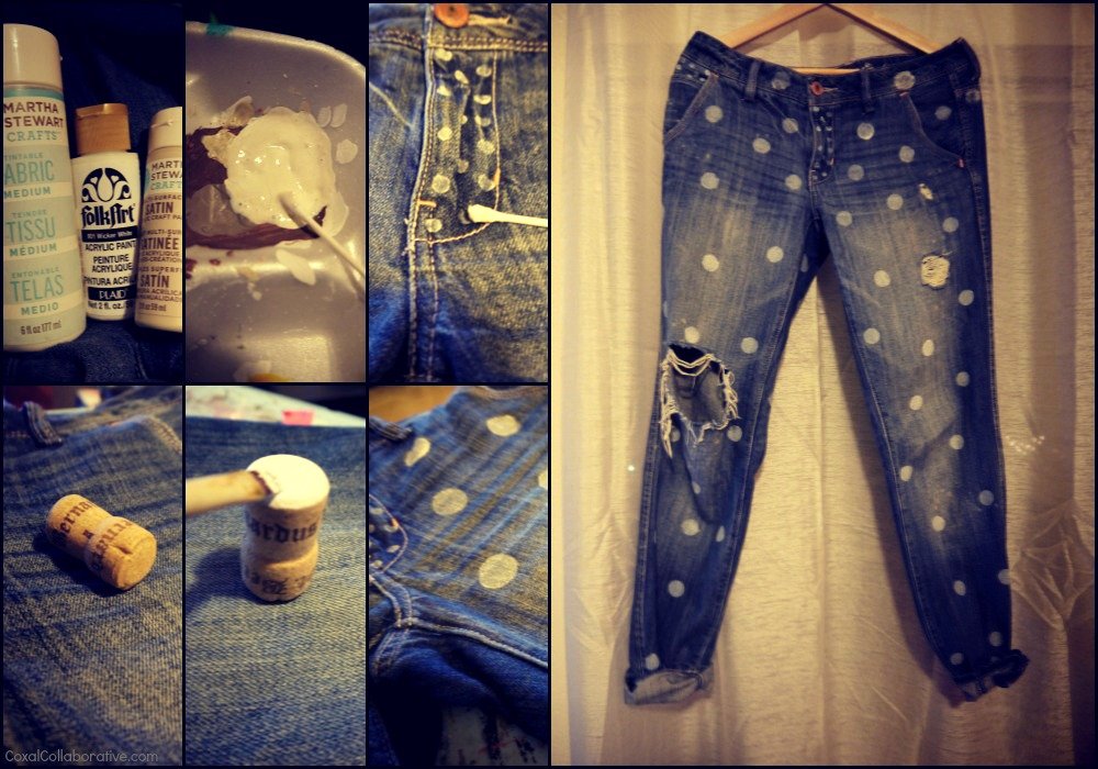 DIY Polka Dot Distressed Boyfriend Jeans