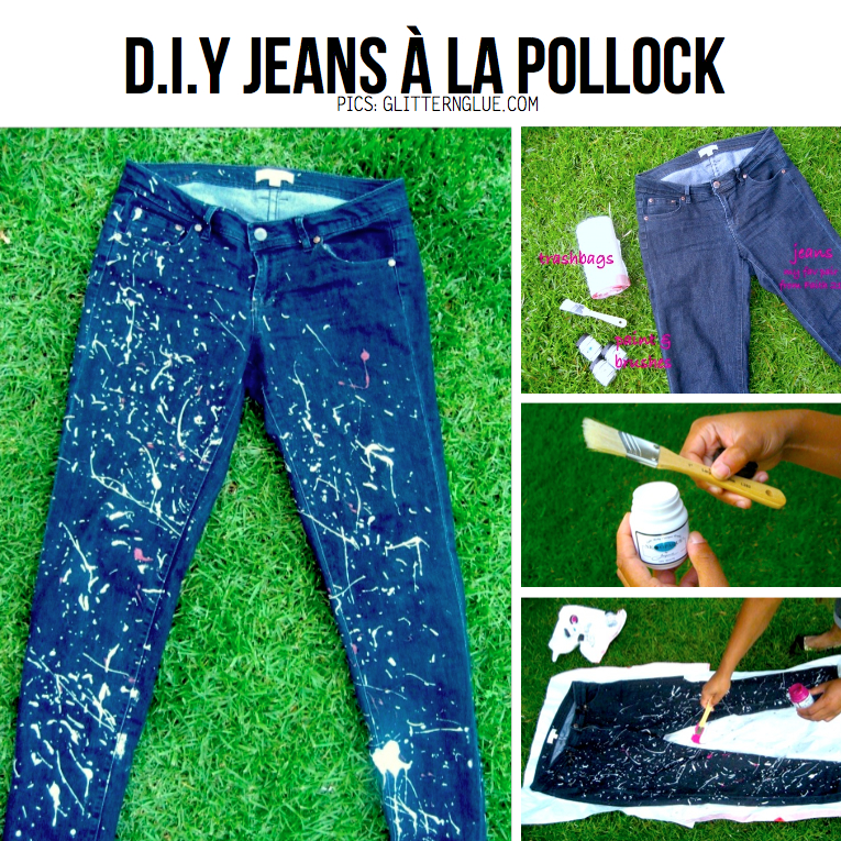 DIY Pollock Inspired Drip Painted Jeans