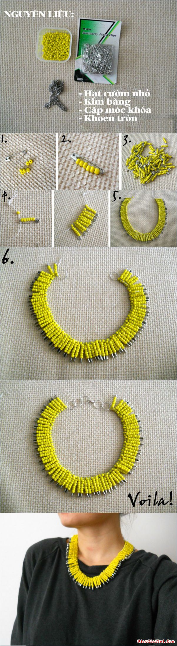 DIY Yellow Necklace Tutorial
