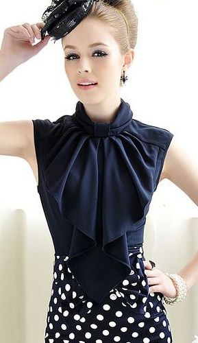 Elegant Outfit Idea with Navy Bow Shirt
