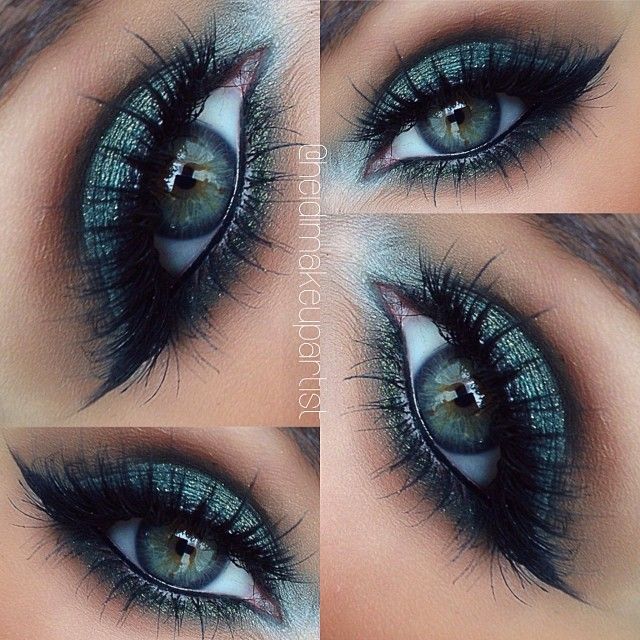 Glitter Green Eye Makeup Idea