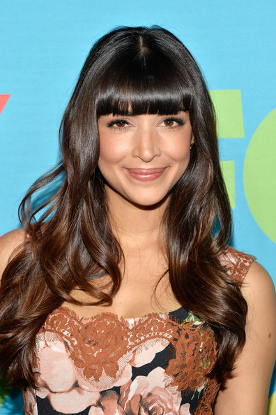 Hannah Simone Long Wavy Haircut with Bangs