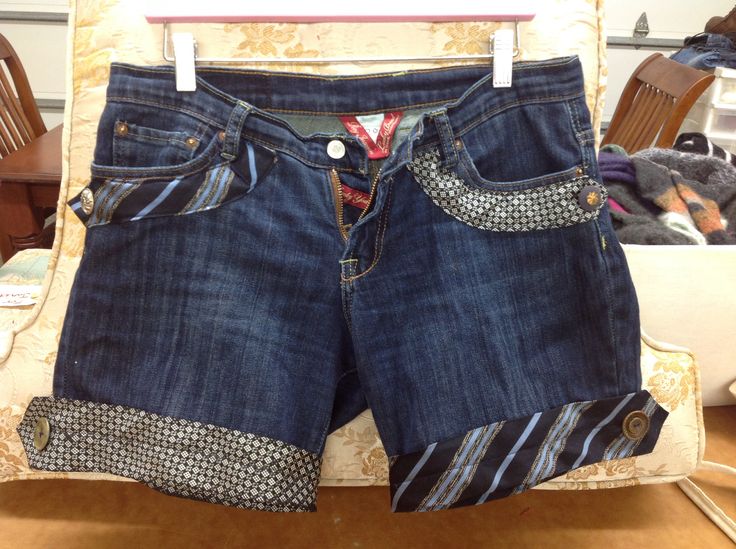 Jean Shorts with Tie Cuffs