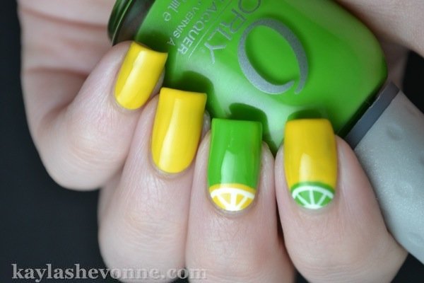 Lemon Print for Summer Fruit Nail Designs