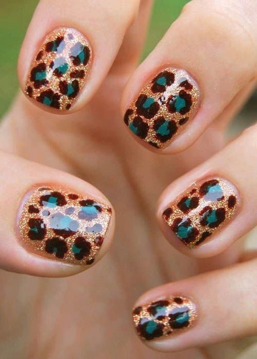 Leopard Nails with Glitter