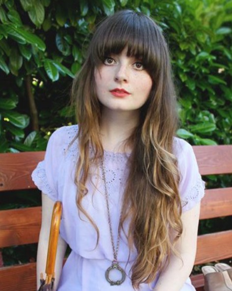 Long Curls with Blunt Bangs