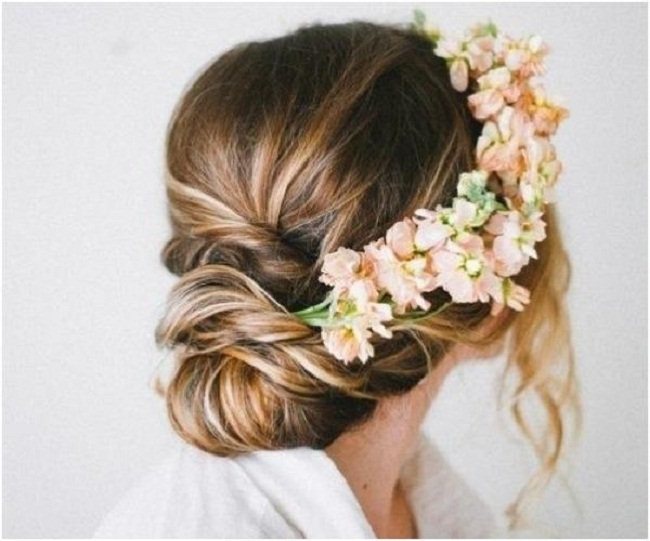 Low Bun Hairstyle with Accessories